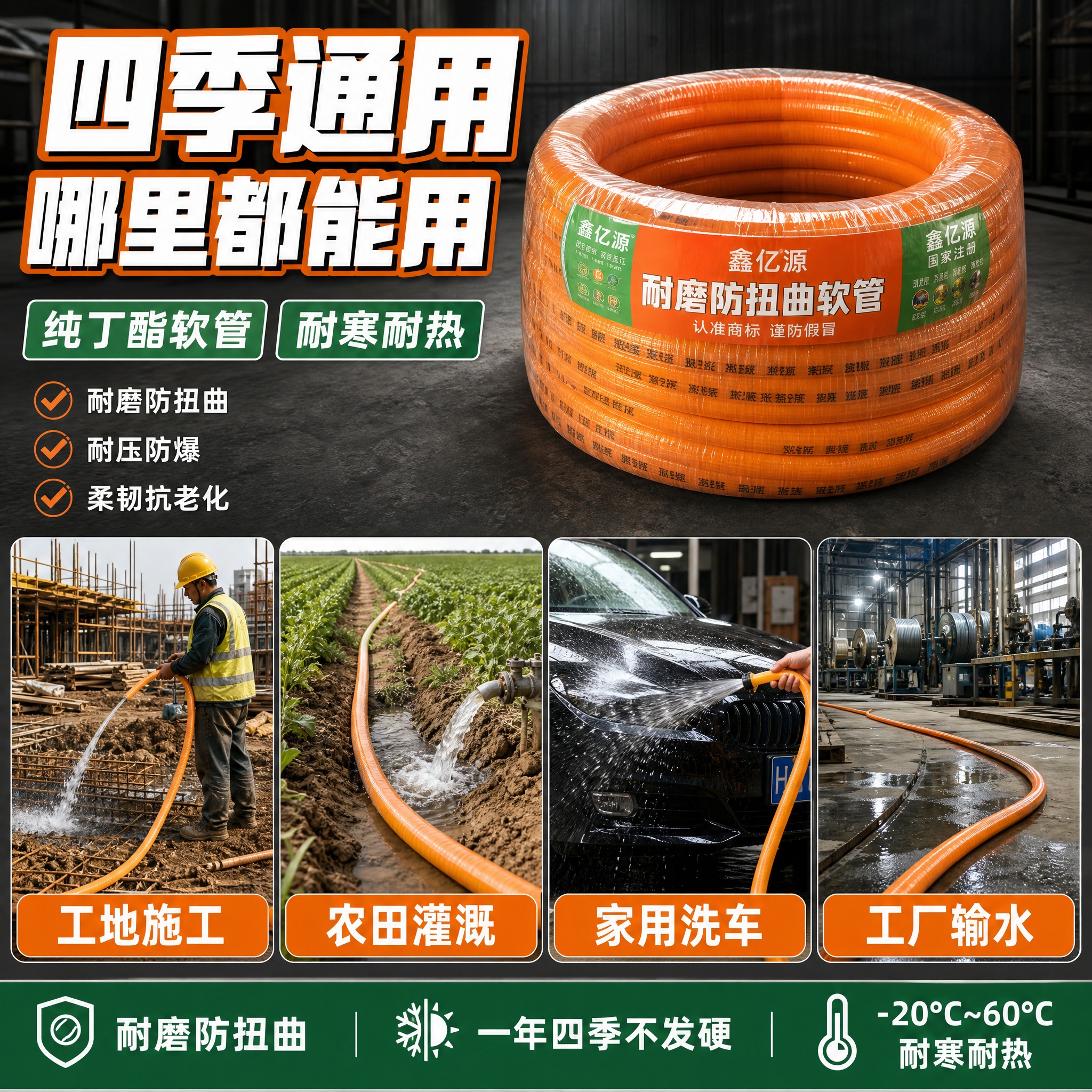 [主图-4] 鑫亿源纯丁酯耐磨防扭曲软管 多场景适用 工地/农… - 图片创意预览