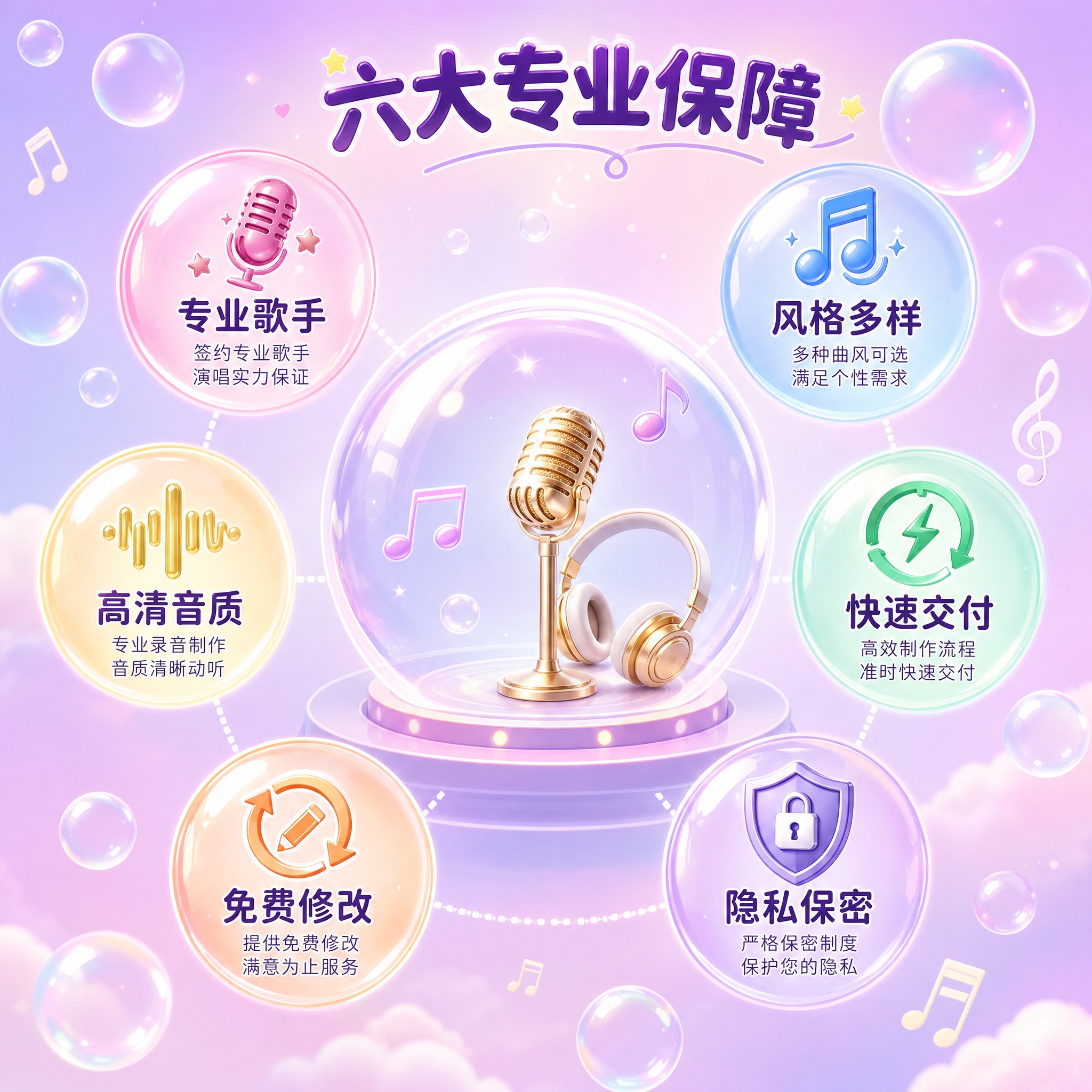 [主图-3] 歌手代唱服务亮点与专业证明图，核心任务是展示服务… - 图片创意预览