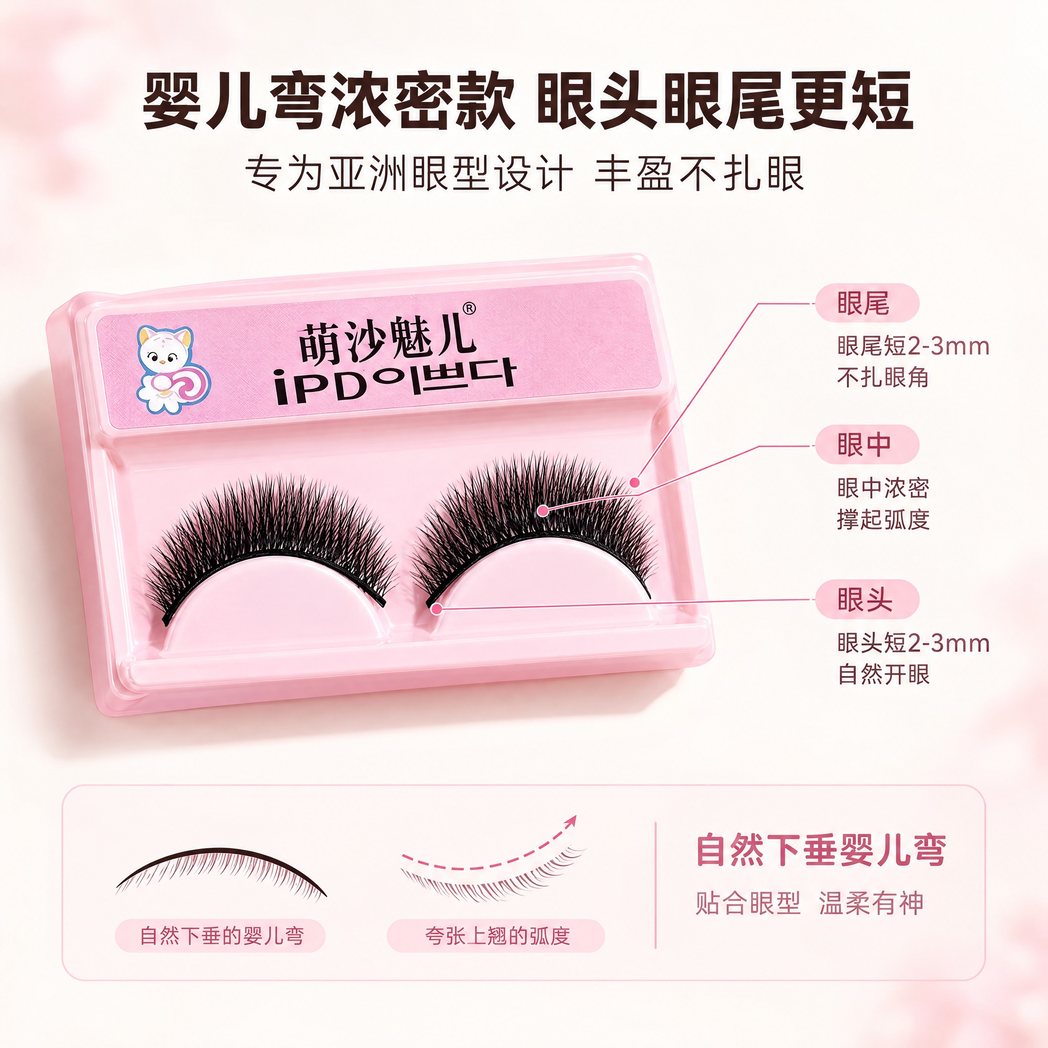 [主图-2] 萌沙魅儿婴儿弯假睫毛 核心卖点解析 眼头眼尾长度… - 图片创意预览