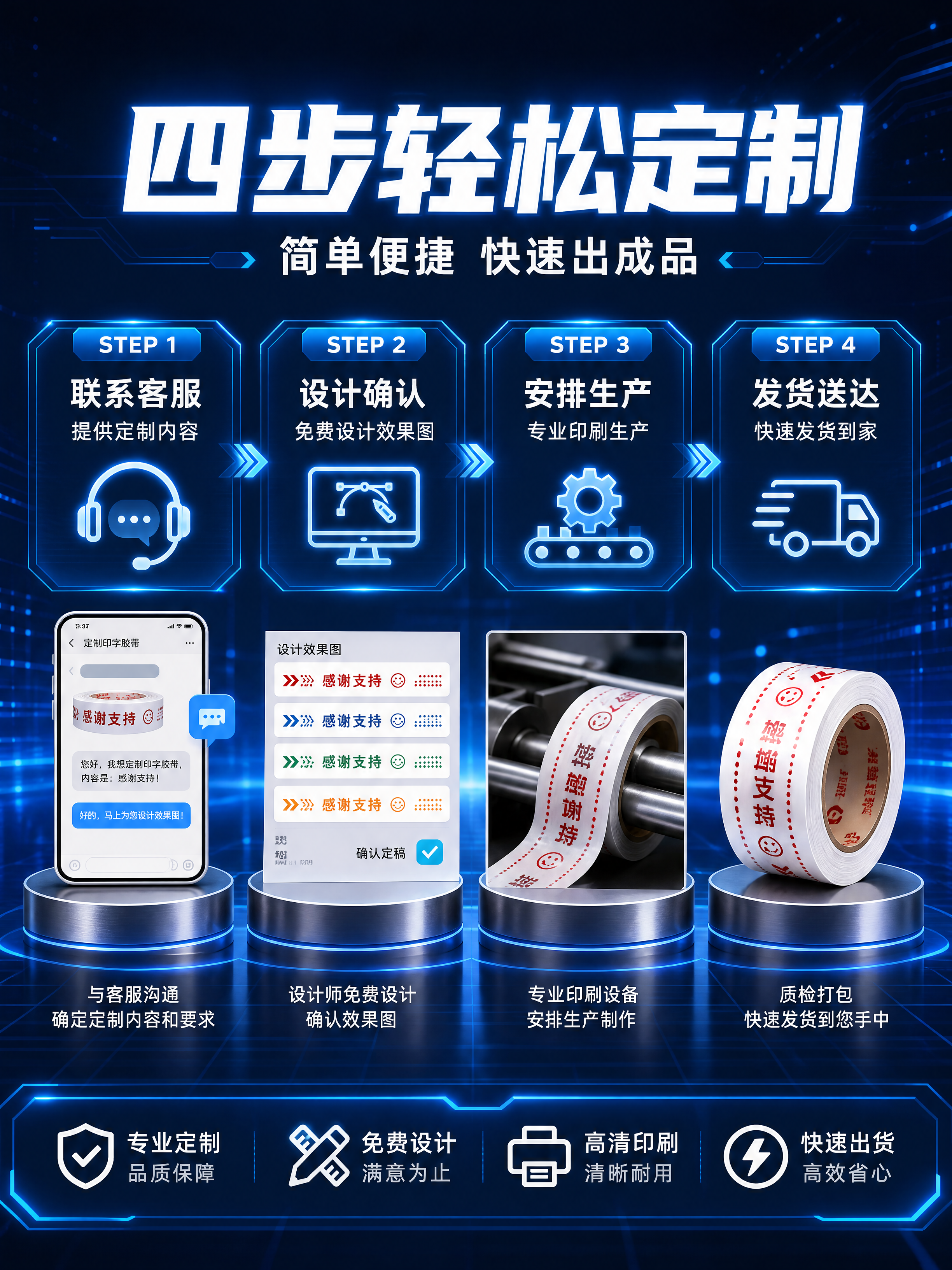 [商品] 使用【图1】的定制印字胶带；保留胶带卷形态和印刷特征… - 图片创意预览