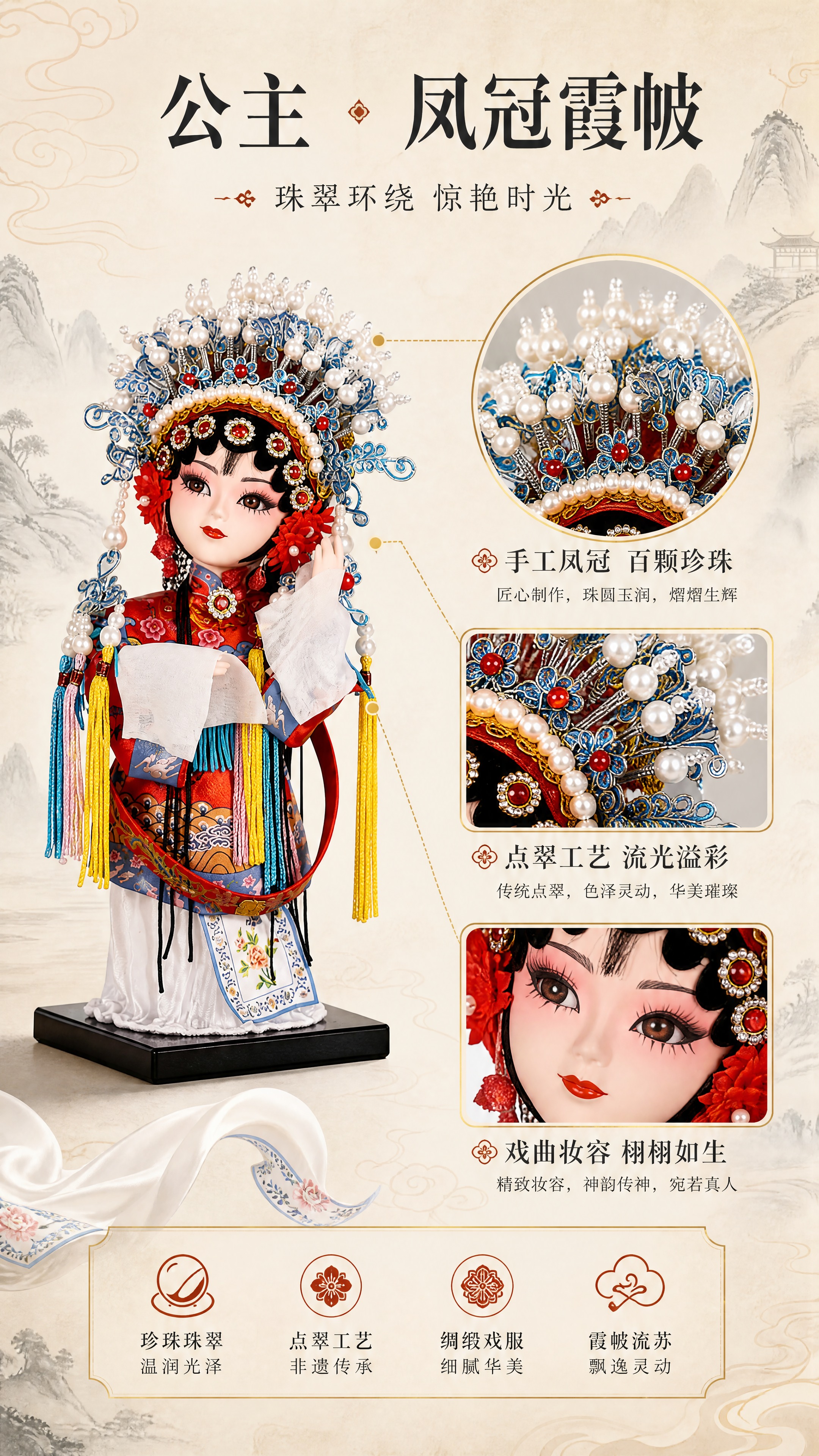 [商品] 使用【图5】公主款人偶；保留凤冠珠翠、点翠工艺、红妆… - 图片创意预览