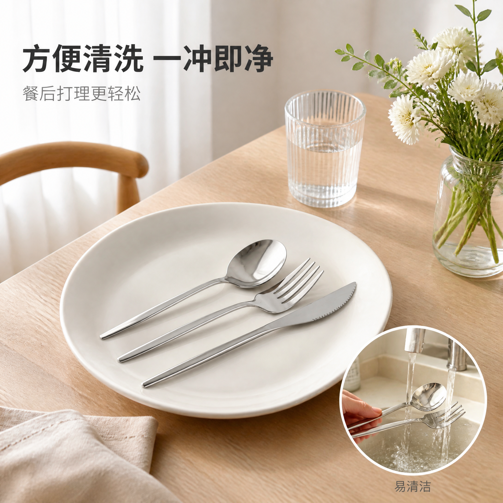 [主图-4] 葡萄牙餐具套装 真实使用场景 餐桌摆盘与方便清洗… - 图片创意预览