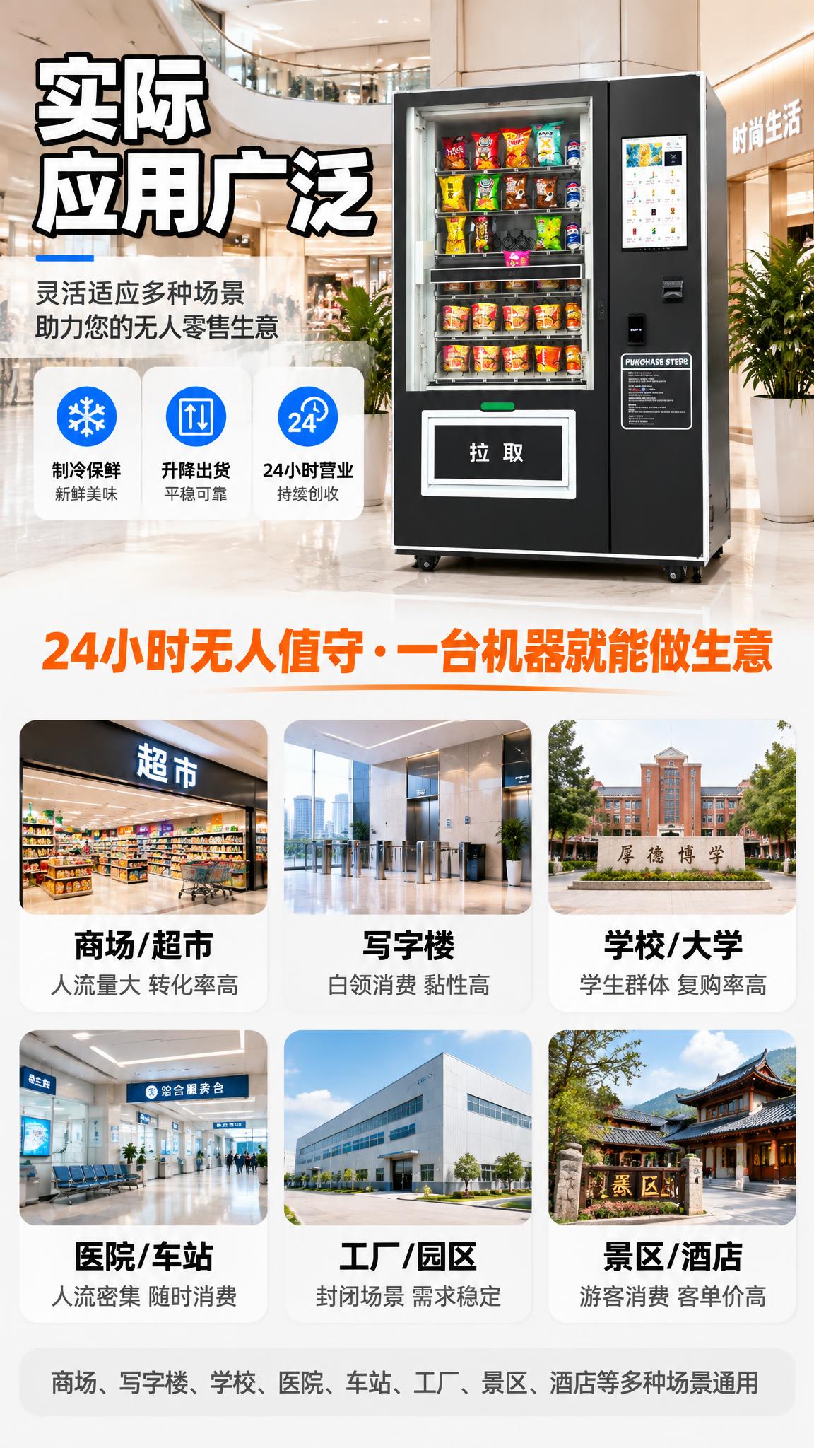 [详情页-6 实际应用广泛] 升降款制冷售货机实际应用广泛详情… - 图片创意预览