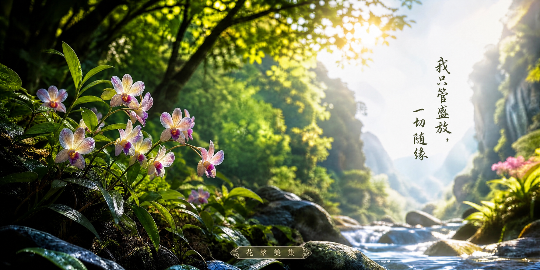 将图中的石斛花整体缩小30%，保持花朵位置和形态不变；将右侧竖… - 图片创意预览