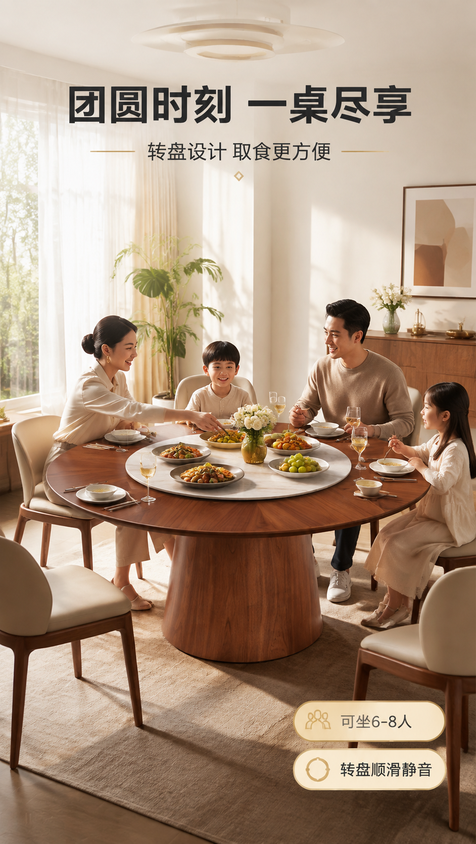 [商品] 使用【图1】DT-6627圆形餐桌；保留圆形桌面、中… - 图片创意预览