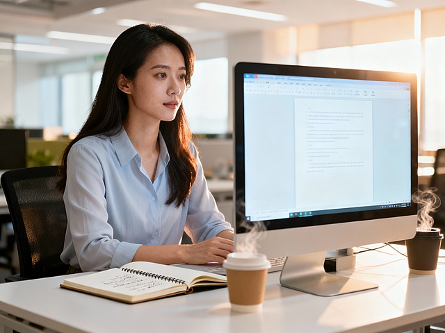 职场女性坐在办公桌前