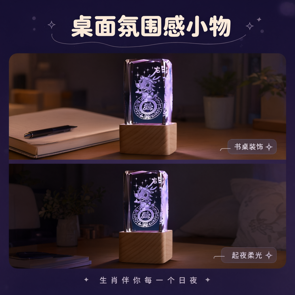[商品] 使用【图1】十二生肖3D内雕发光人造水晶摆件（龙款）… - 图片创意预览