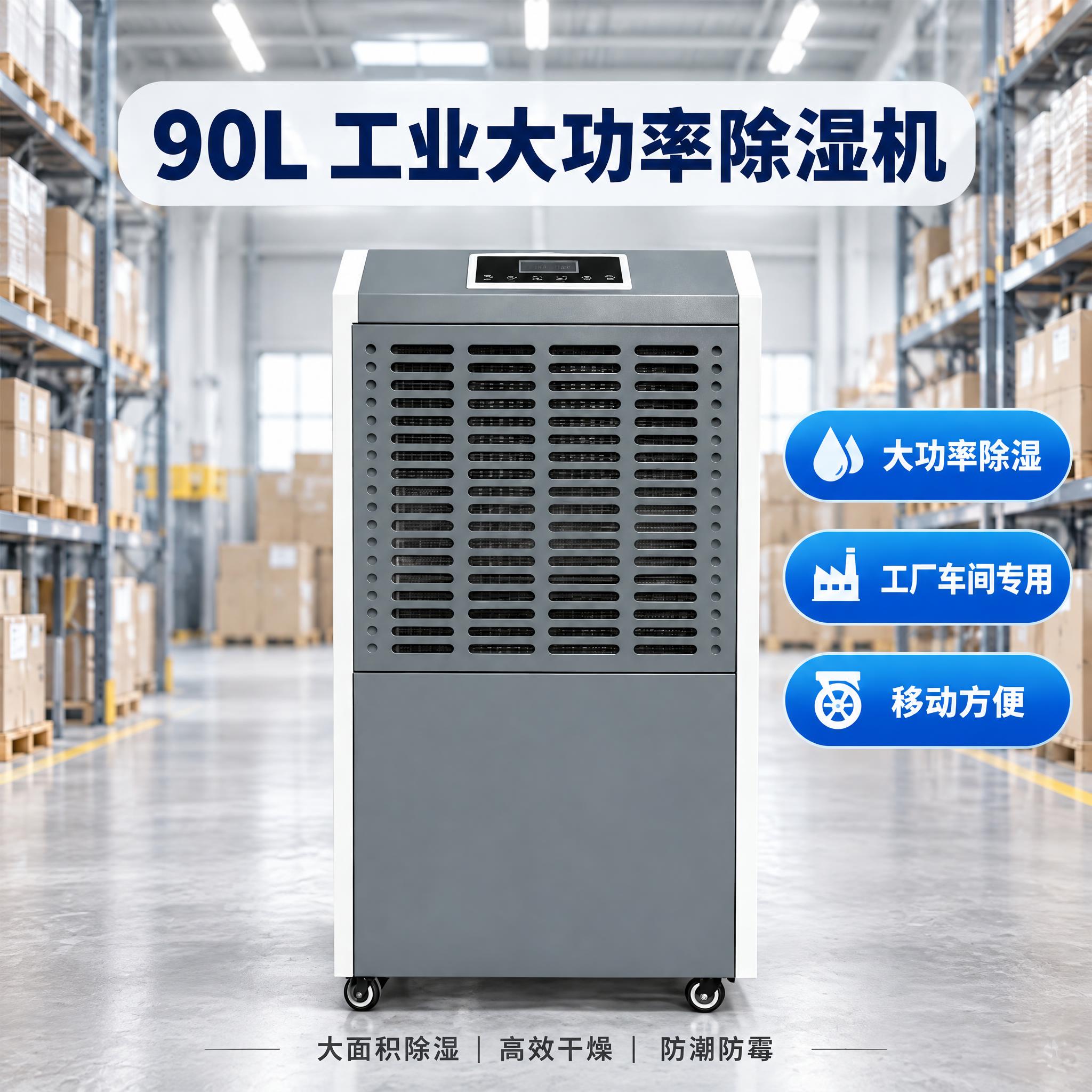 中文工业电器电商详情页主图改造：保留参考图中间的灰色工业除湿机… - 图片创意预览
