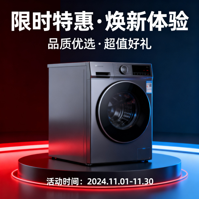 应用任务三素材设计营销海报，参考任务三效果参考，整体为1:1正方形比例的2K分辨率营销海报，画面布局协调美观，突出营销主题，视觉冲击力强，符合商业营销海报的设计规范预览效果