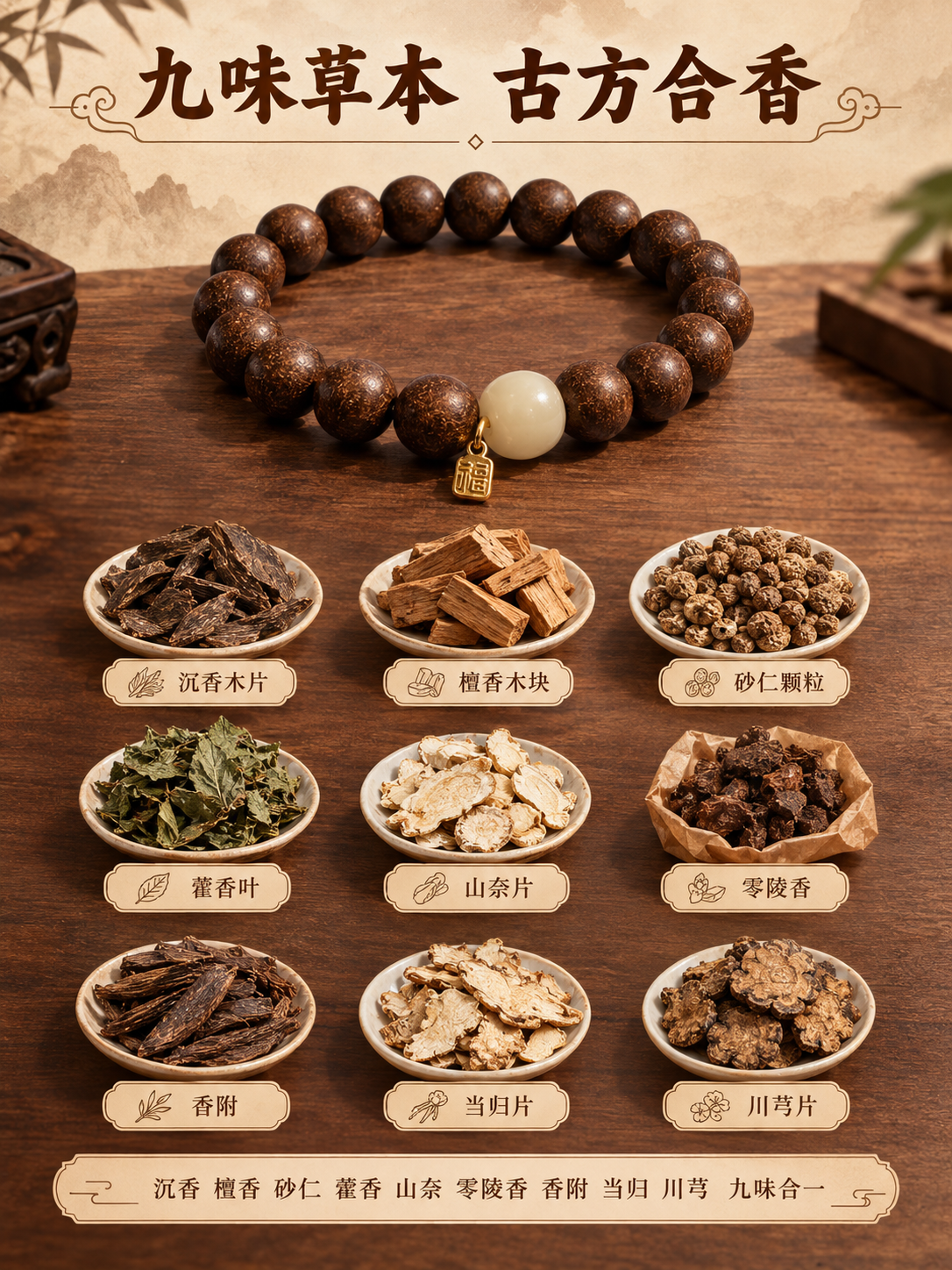 [商品] 使用【图1】何以养木香息肌丸中药手串；保留深棕色合香… - 图片创意预览