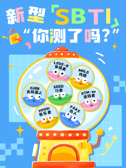 SBTI人格测试爆款吸睛大字趣味插画小红书封面预览效果
