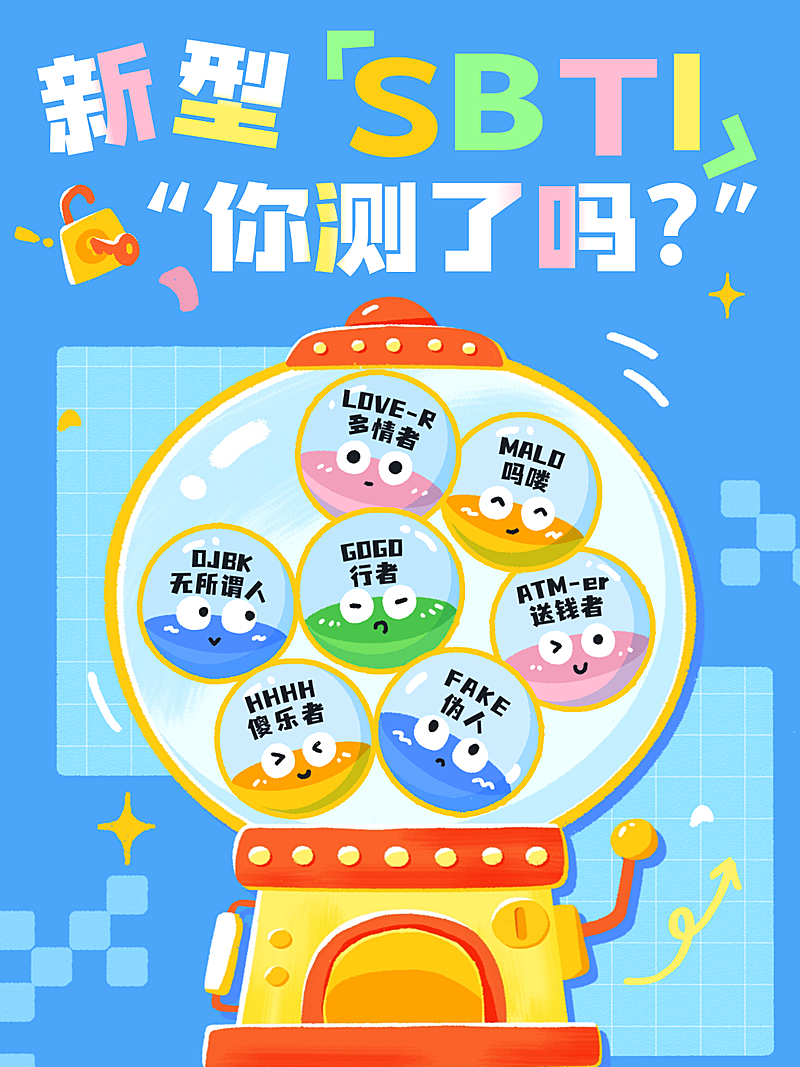 SBTI人格测试爆款吸睛大字趣味插画小红书封面
