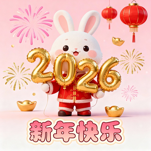 2026新年贺卡可爱风格
