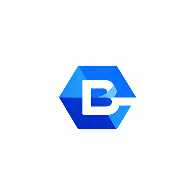 极简风格海外B2B网站LOGO，采用几何图形构建，以蓝色为主色调，体现专业、可靠、高效的品牌调性，无多余装饰元素，具备高度适应性，适合全场景应用预览效果