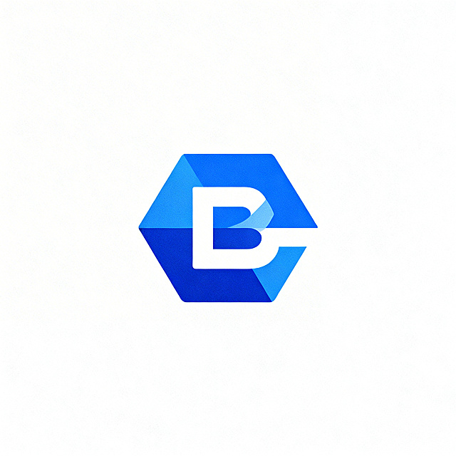 极简风格海外B2B网站LOGO，采用几何图形构建，以蓝色为主色调，体现专业、可靠、高效的品牌调性，无多余装饰元素，具备高度适应性，适合全场景应用