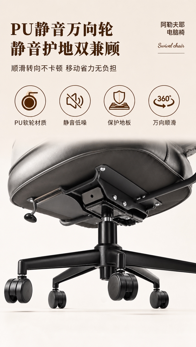 [商品] 使用【图2】黑色升级款电脑椅底部五星脚与万向轮部分，… - 图片创意预览