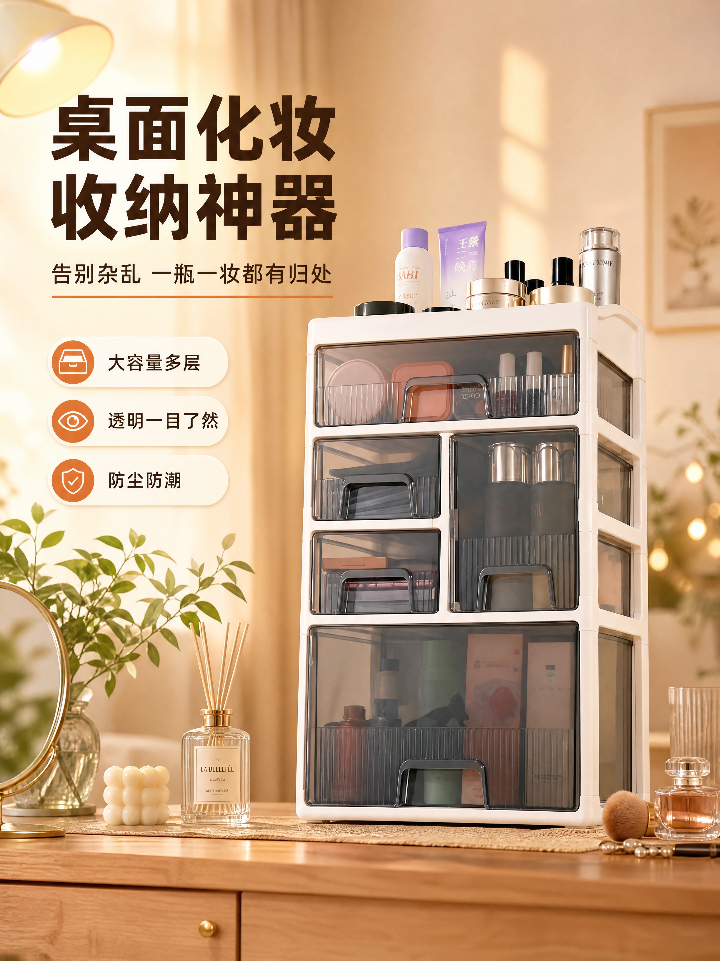 [商品] 使用【图1】【图2】【图3】抽屉式化妆品收纳盒；保留… - 图片创意预览
