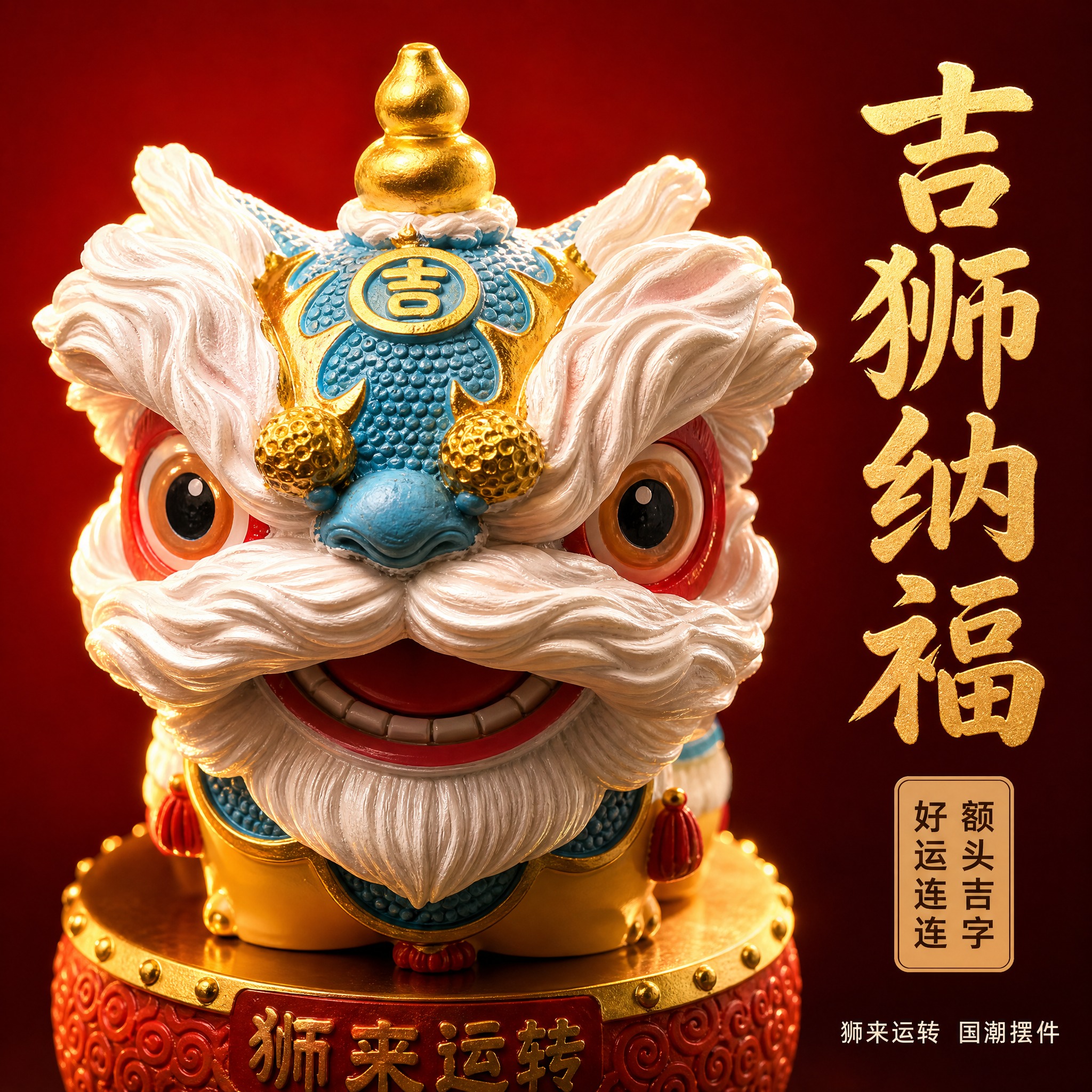 [主图-2] 核心卖点特写：醒狮面部细节+吉祥寓意视觉化，突出… - 图片创意预览