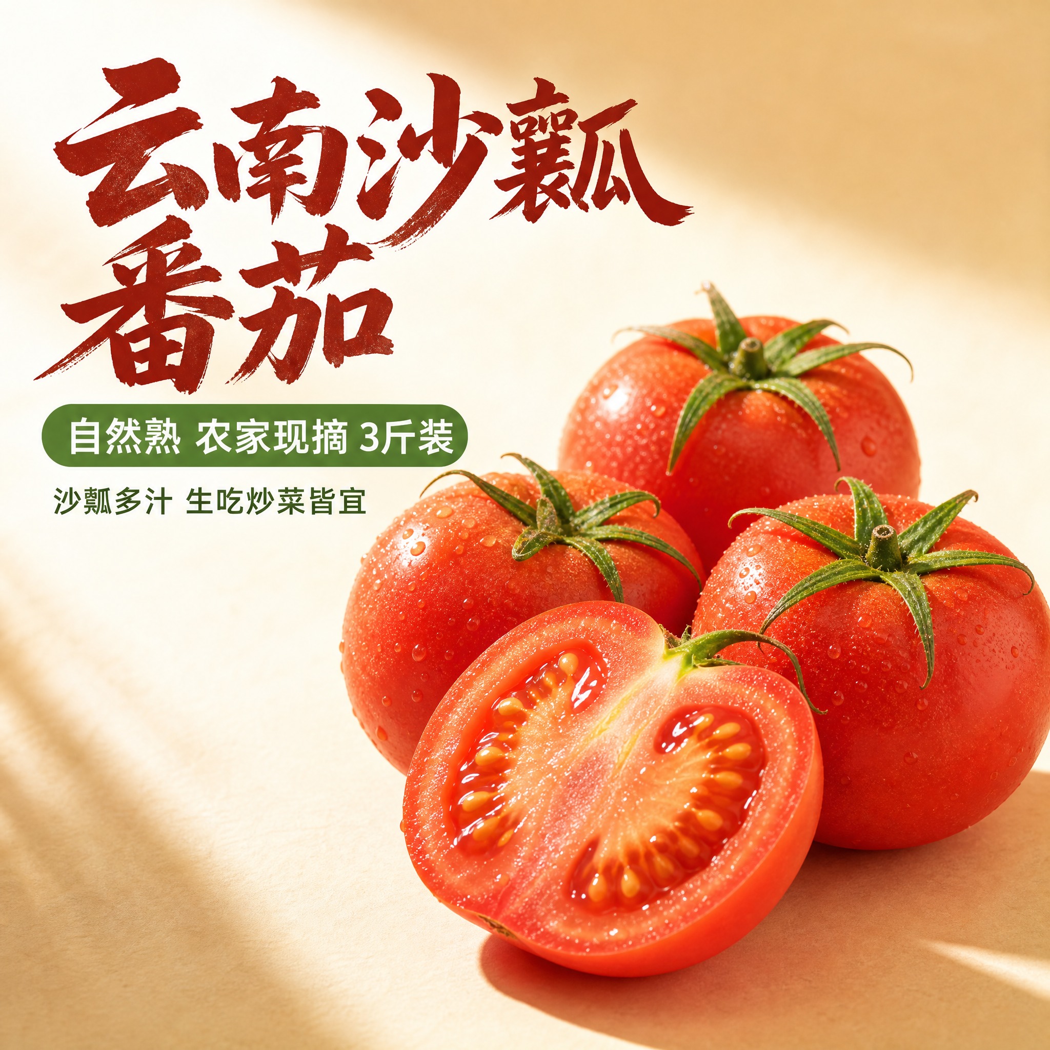 [主图-1 番茄首图点击率] 云南沙瓤番茄 露天种植自然成熟… - 图片创意预览