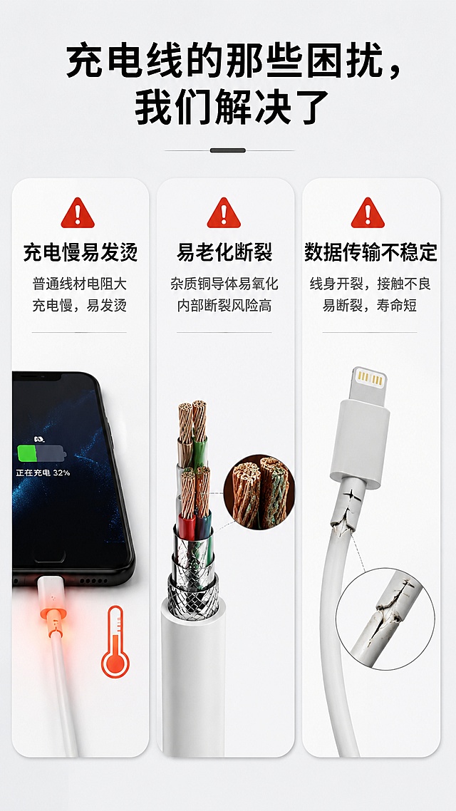 使用商品详情页技能根据商品图「图片1」「图片1」「图片1」「图片1」「图片1」生成详情页，参考图为，商品名称为环保纯铜3芯双头typec数据线C to C充电线CC线type-c转type-c线      产品名称：CC配机线  长度：0.3米/0.5米/1米  颜色：白色/黑色  线径：3.5mm  材质：注塑PVC  铜丝：国标铜2C*18*0.1+7C*0.1  插头：USB2.0  功能：仅充电（三芯）、充电加数据传输（五芯）  重量（三芯）：0.3米（8克）、0.5米（12克）、1米（20克）  重量（五芯）：1米（26克），卖点为环保纯铜3芯双头typec数据线C to C充电线CC线type-c转type-c线      产品名称：CC配机线  长度：0.3米/0.5米/1米  颜色：白色/黑色  线径：3.5mm  材质：注塑PVC  铜丝：国标铜2C*18*0.1+7C*0.1  插头：USB2.0  功能：仅充电（三芯）、充电加数据传输（五芯）  重量（三芯）：0.3米（8克）、0.5米（12克）、1米（20克）  重量（五芯）：1米（26克），适配平台为淘宝/天猫，图片比例为9:16，需求屏数为8张，