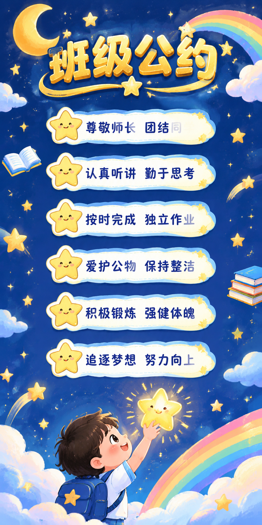 设计后门墙壁KT板，星光少年主题，适合挂在教室后门旁墙壁的画框… - 图片创意预览