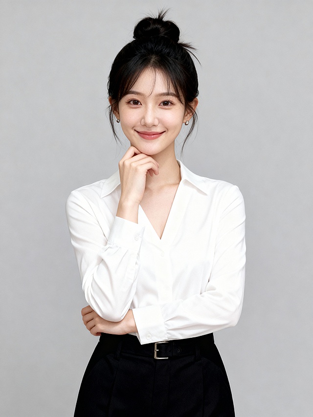 干练气质手托下巴女性职业形象照