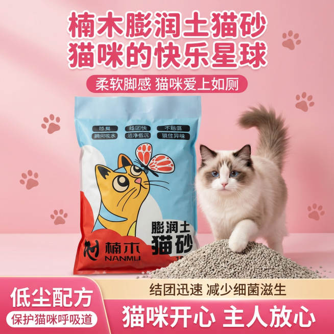 我的产品是猫砂，帮我做10张拼多多主图预览效果