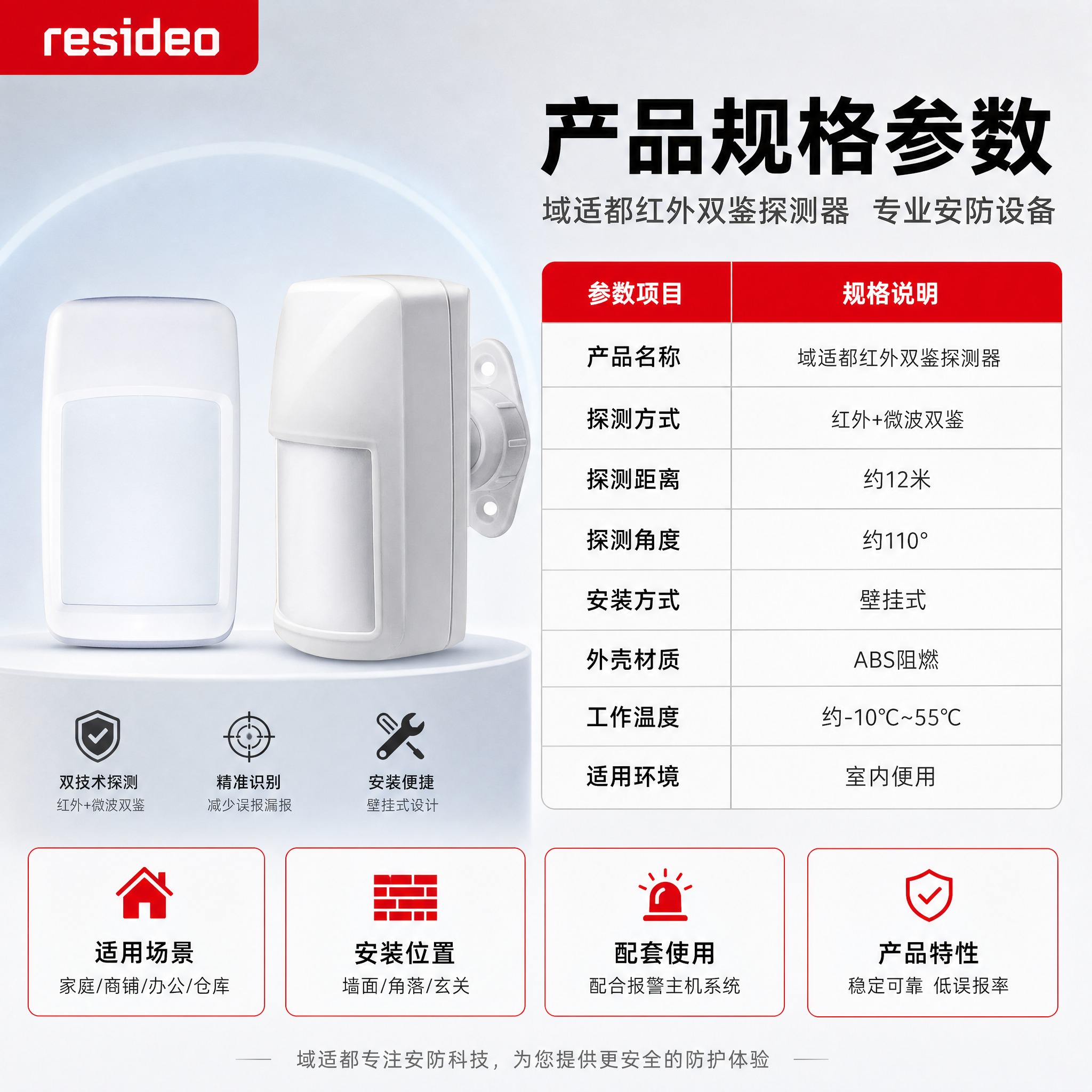 [主图-5] 域适都红外双鉴探测器 规格参数/购买决策图，参考… - 图片创意预览