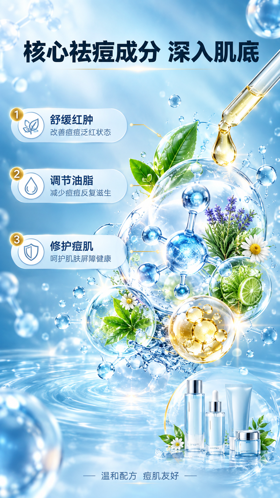 [商品] 祛痘套组成分机理专页，以成分可视化为主，产品小图置于… - 图片创意预览