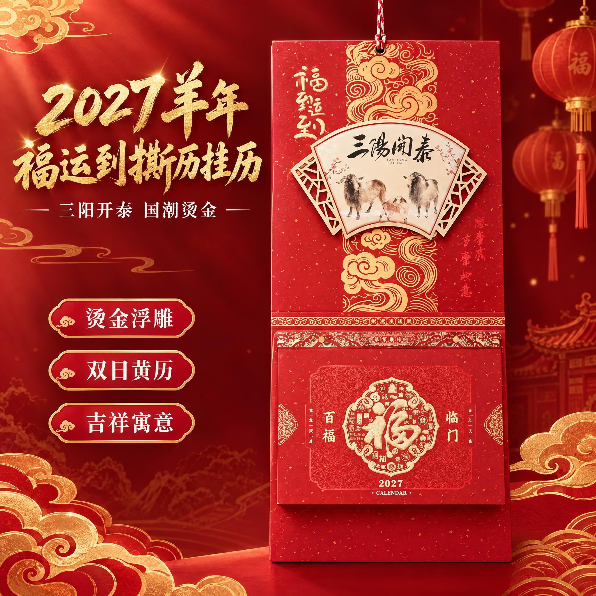 [主图-1] 首图点击率，展示2027羊年福运到撕历挂历的整体… - 图片创意预览