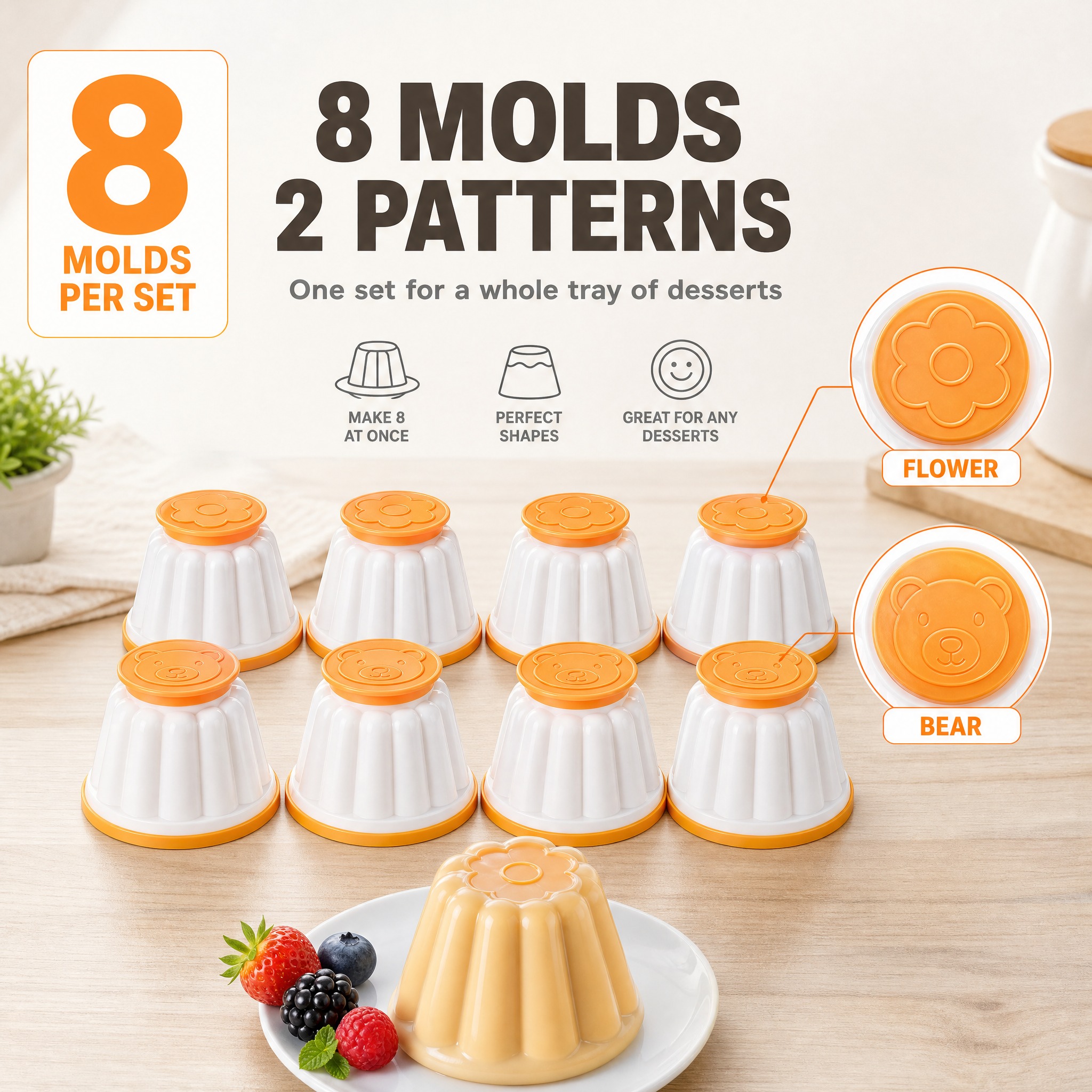 [主图-2] 8 Pcs Pudding Molds with… - 图片创意预览