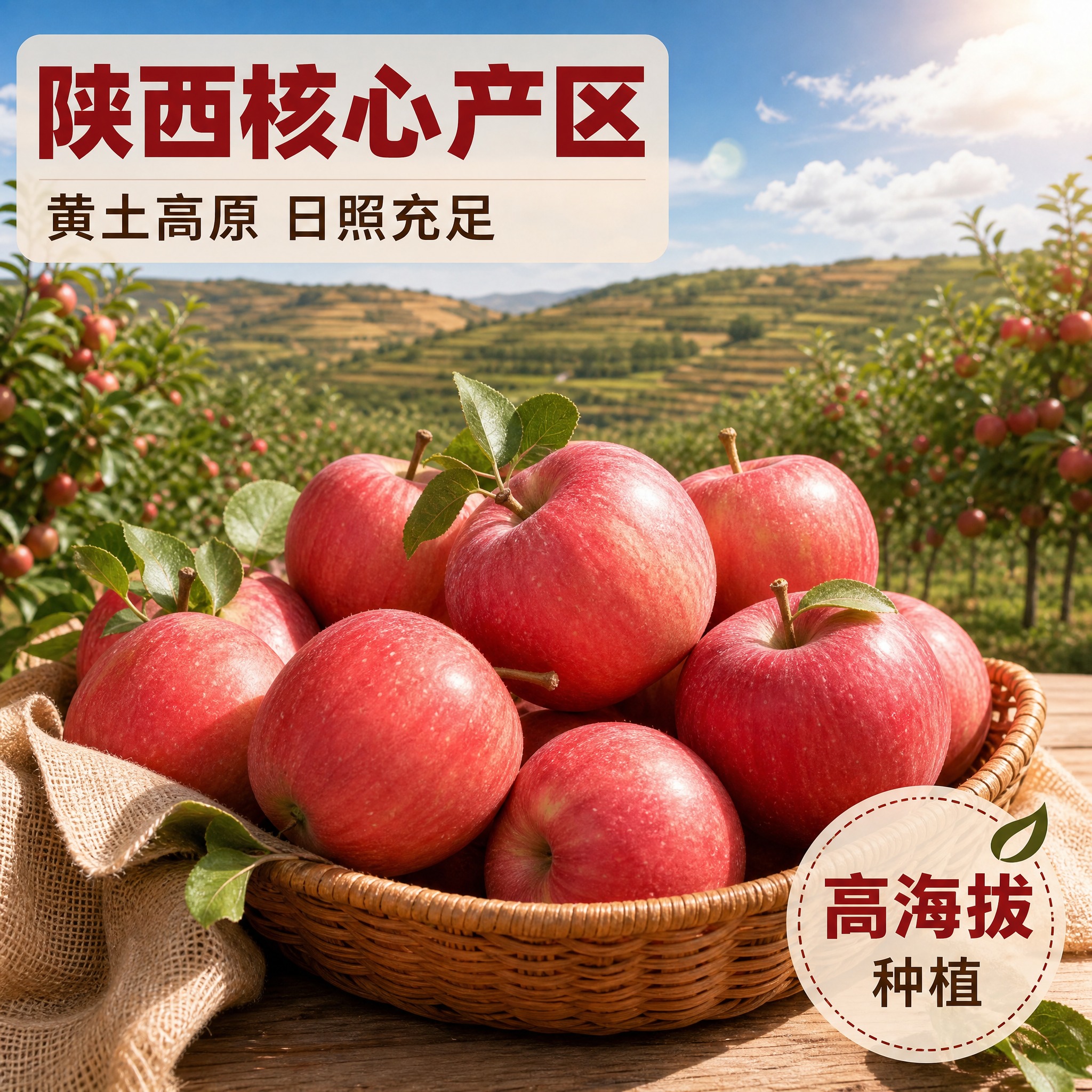 [主图-2] 产地溯源 陕西红富士苹果核心产区信任背书。 [统… - 图片创意预览
