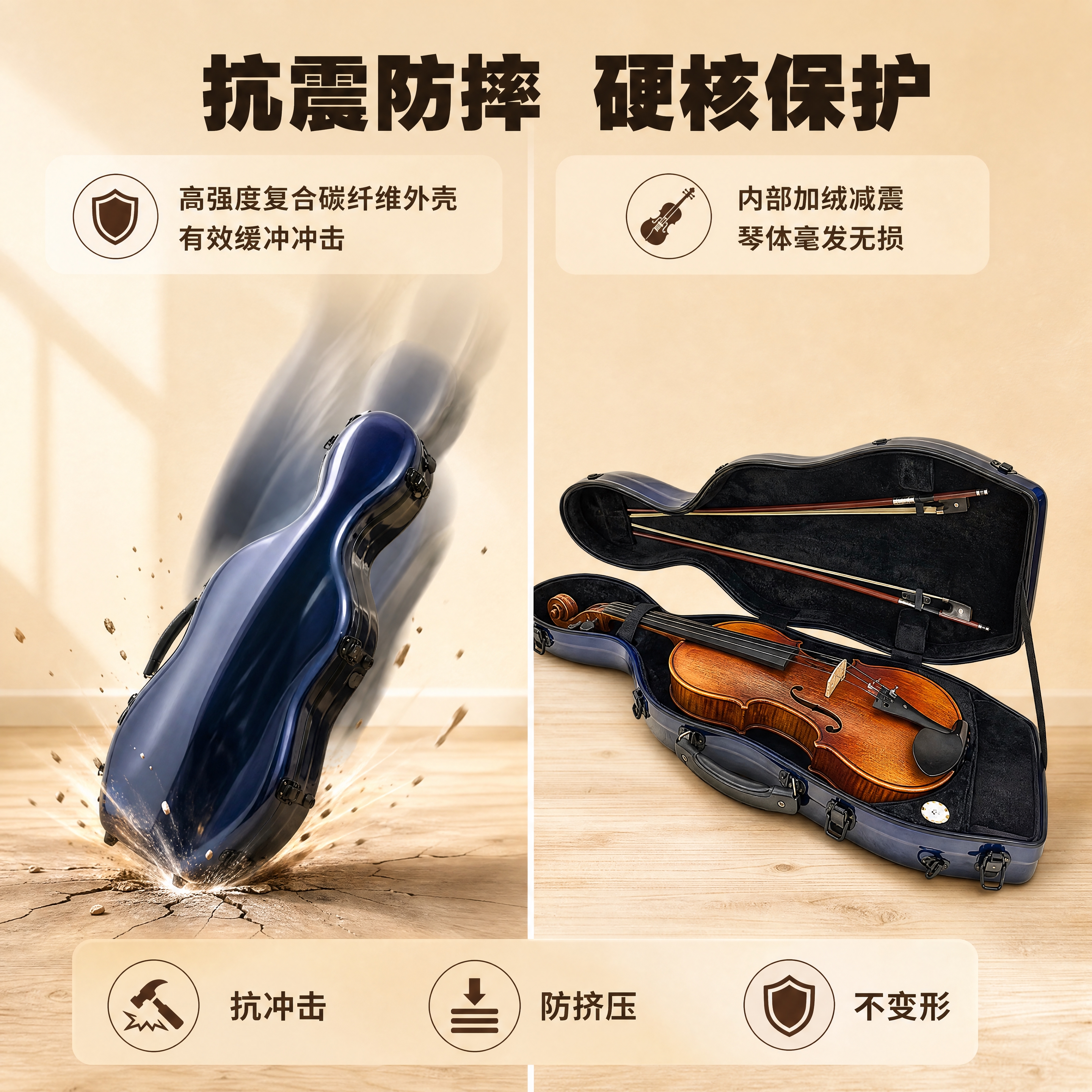 [商品] 使用【图1】深蓝色复合碳纤维中提琴琴盒；保留琴盒外形… - 图片创意预览