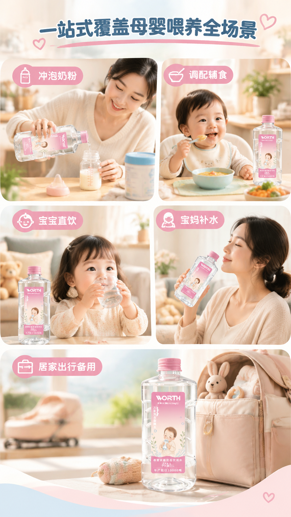 [商品] 使用【图1】沃思1L母婴专用水瓶；保留透明瓶身、粉色… - 图片创意预览
