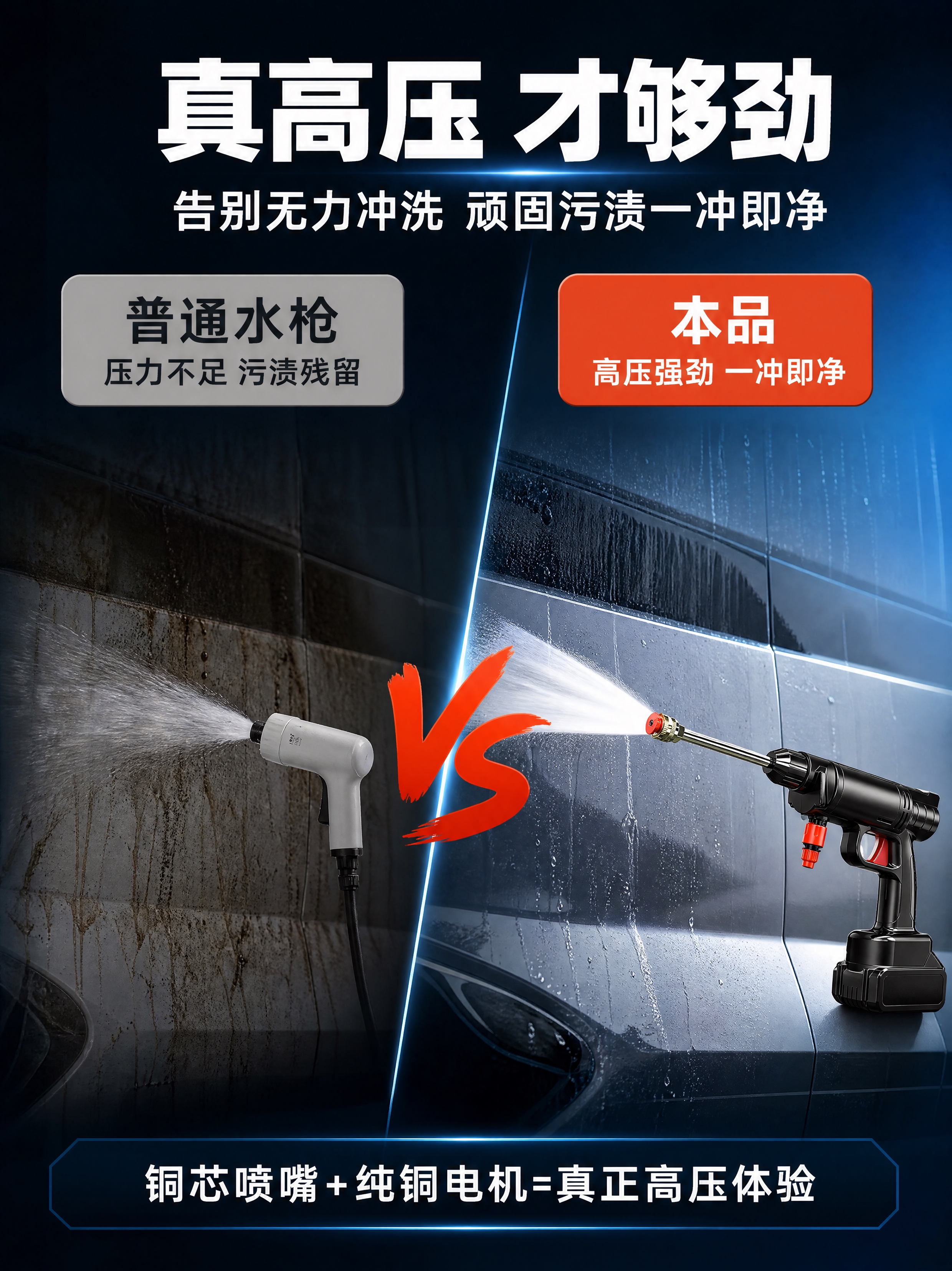 [商品] 使用【图1】无线高压洗车水枪；保留黑色枪身、金属长杆… - 图片创意预览