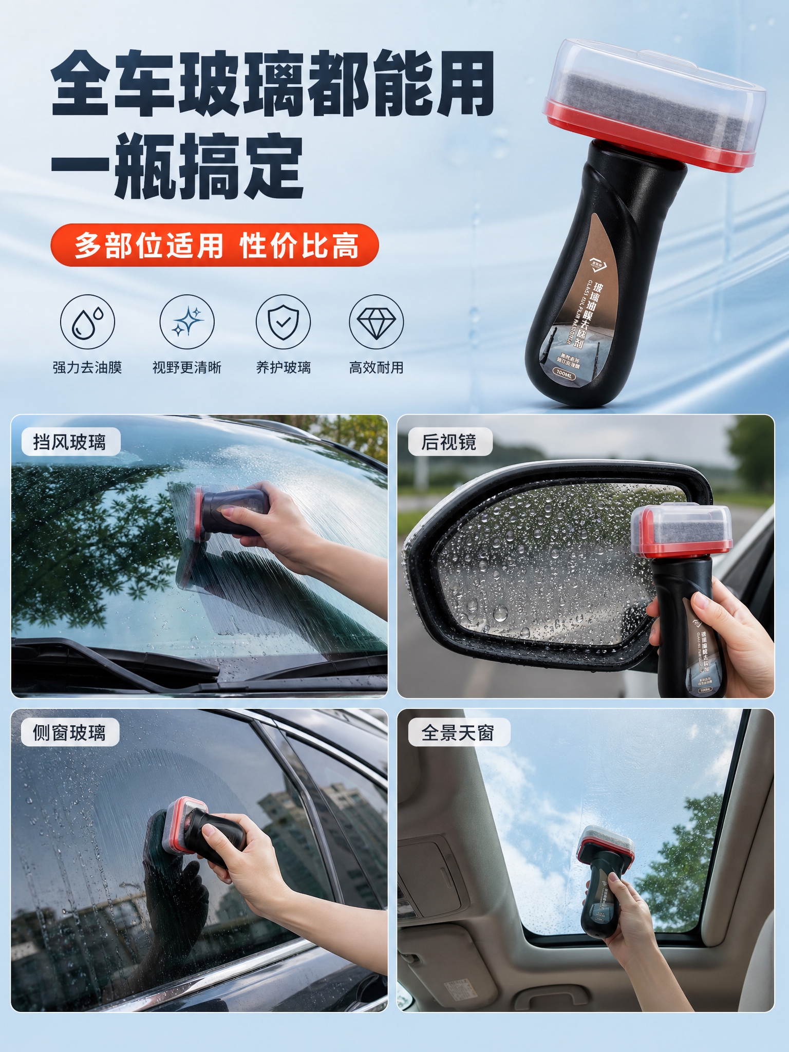 [商品] 使用【图1】波瑞洁玻璃油膜去除剂；保留黑色人体工学握… - 图片创意预览