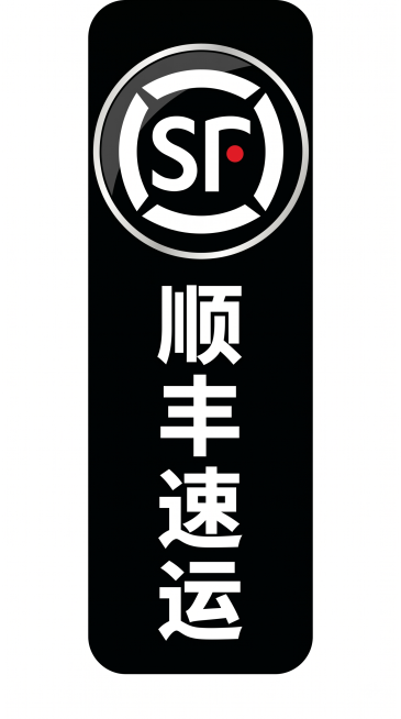 将顺丰速运logo调整为竖排版，保留sf标志和顺丰速运文字，黑色圆角背景，白色文字，保持logo原设计风格预览效果