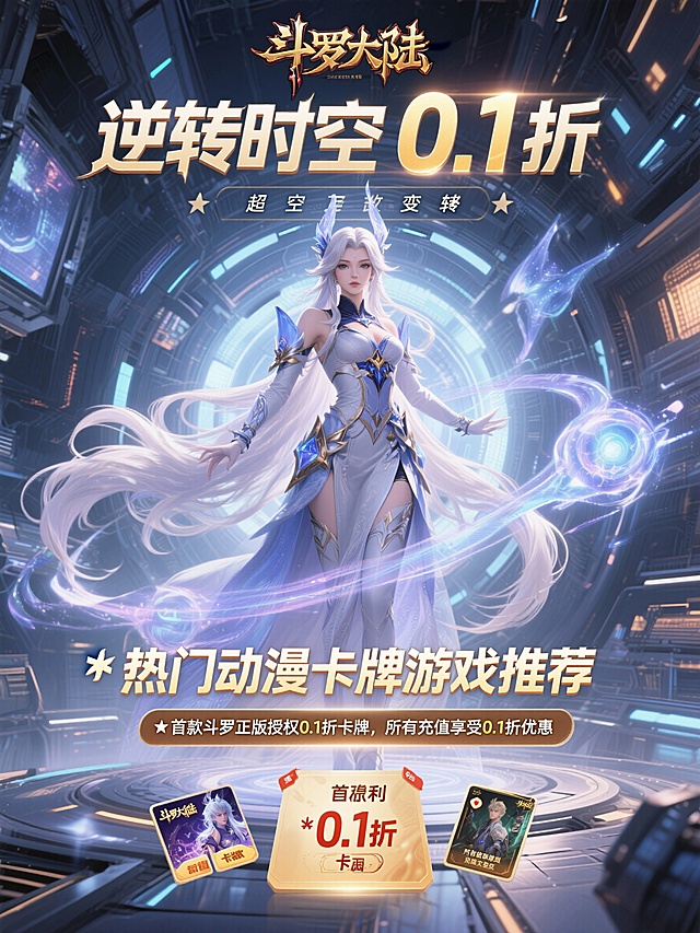 生成一款斗罗大陆逆转时空手游风格的宣传图片10张，“斗罗大陆：逆转时空 0.1折 、斗罗大陆：逆转时空折扣手游、斗罗大陆：逆转时空福利手游》” 为主标题 “✅ 热门动漫卡牌游戏推荐、✅横屏卡牌游戏推荐、✅ 回合角色游戏推荐、”为副标题，主标题每张不同，副标题平均分配。福利介绍为：”★首款斗罗正版授权0.1折卡牌，所有充值享受0.1折优惠

★创角即送神话级魂师-千仞雪及专属天使武魂，更有海量福利等你来拿

★玩法策略全新升级，十环觉醒，神位传承

★内挂助手全面升级，10倍加速，一键日常，解放双手

★橙卡天天领，登录再送无限连抽

★【创角即送领取方式】

通关主线第一章后，在主界面左侧领取主线任务【故事】通关第1章奖励

”每张福利介后绍不同