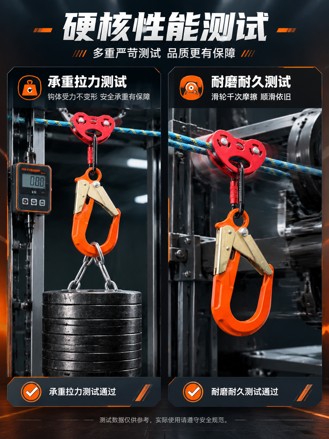 [商品] 使用【图1】橙色自锁安全钩+红色双滑轮；产品在测试场… - 图片创意预览