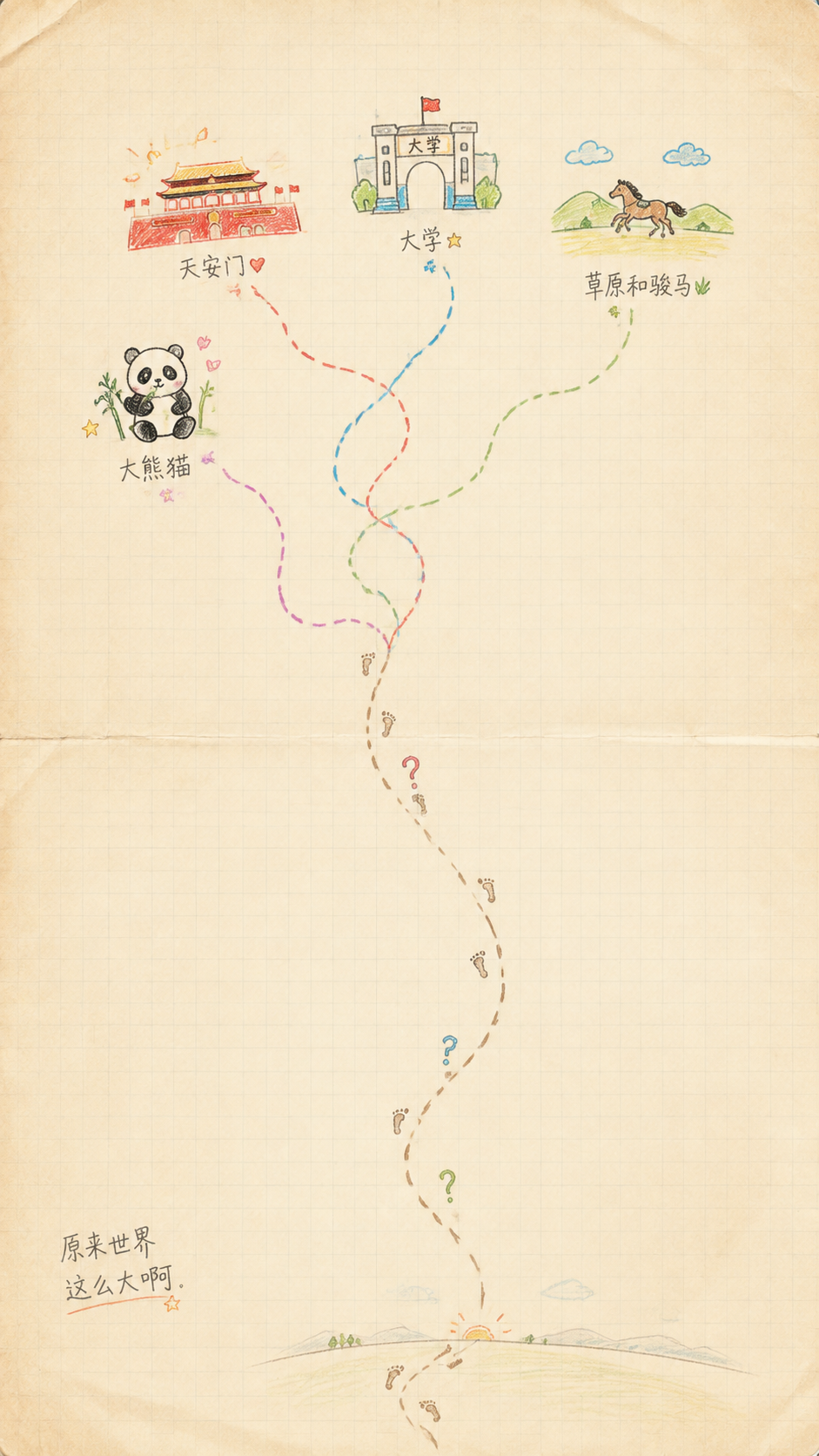 竖版目录页背景图，手绘插画风，童真温暖。整体色调为浅暖米色，背… - 图片创意预览