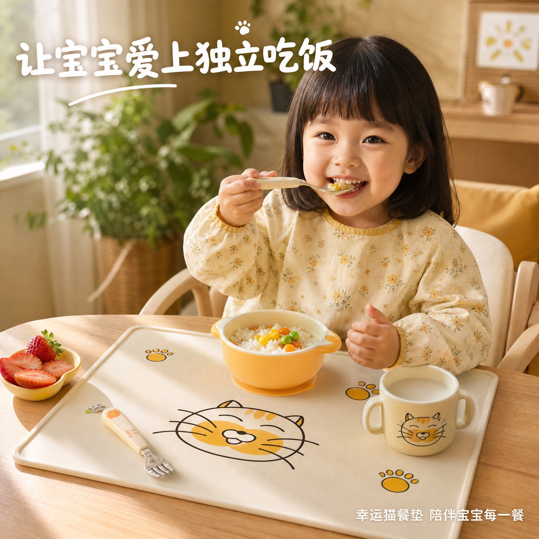 [主图-6] 亲子温馨场景图，营造宝宝独立用餐的美好画面，强化… - 图片创意预览