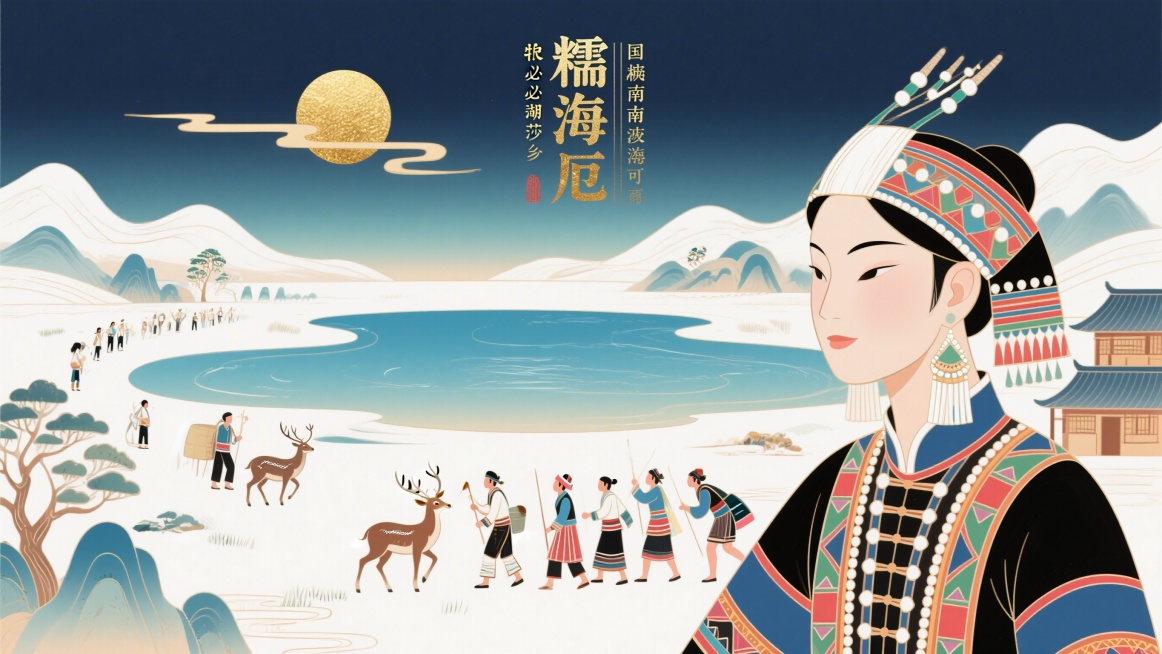 拉祜族根古章节北氐南氐可，画面展现遥远北方的牡必密必地方，有天神厄莎造的大湖泊“糯海厄”，拉祜族人在此撵山狩猎，与汉族人共同生活。后来因争地盘发生战争，拉祜人在头人带领下准备南迁，建筑服饰要有拉祜族的预览效果