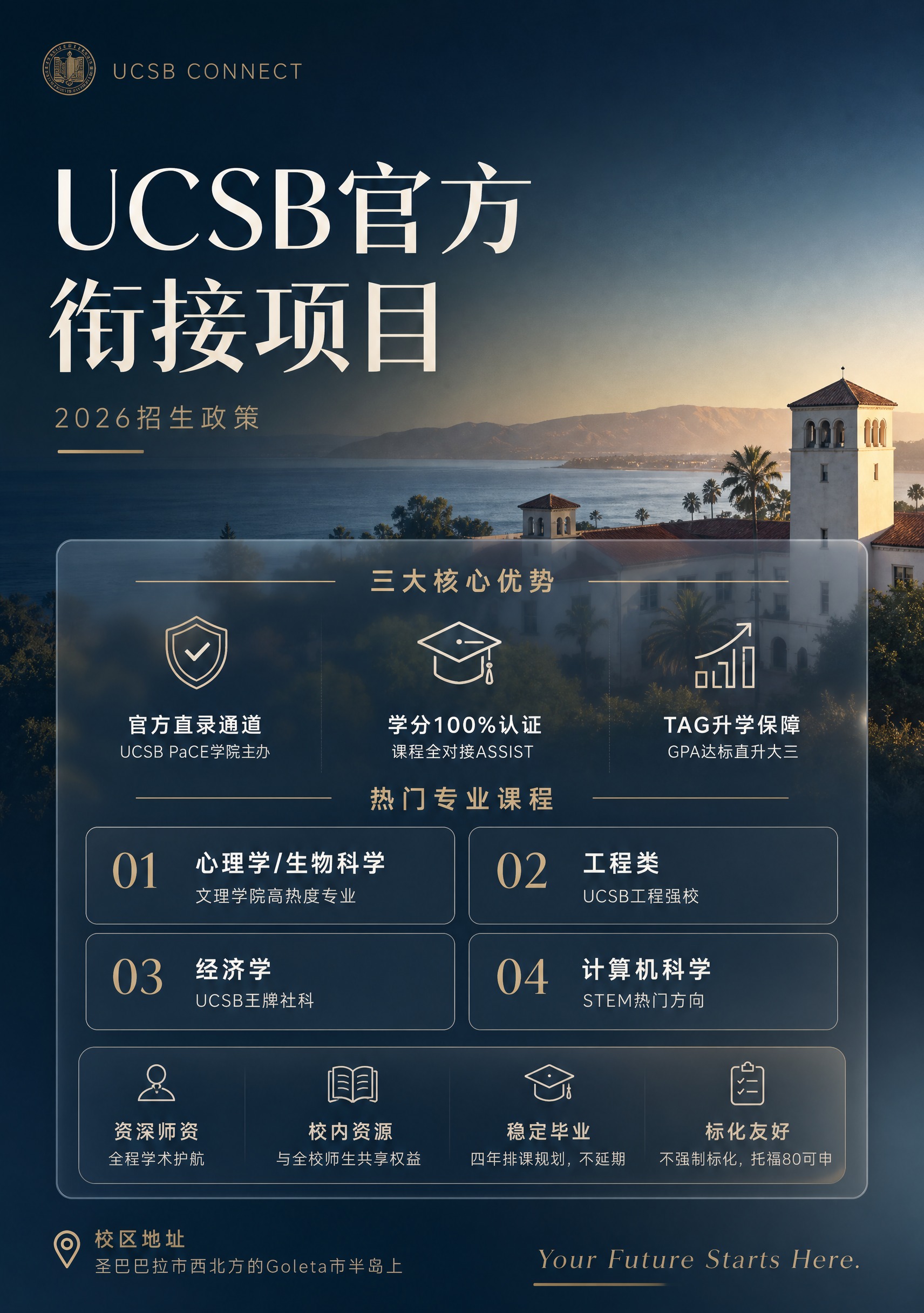 重新设计UCSB官方衔接项目招生海报，走高端极简ins风，去掉… - 图片创意预览