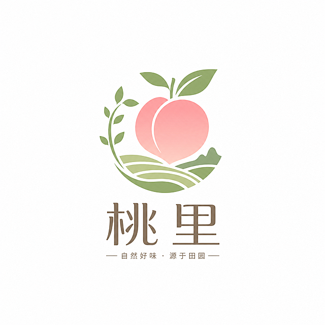 农产品品牌logo，品牌名“桃里”，简约自然风格，结合桃子元素设计