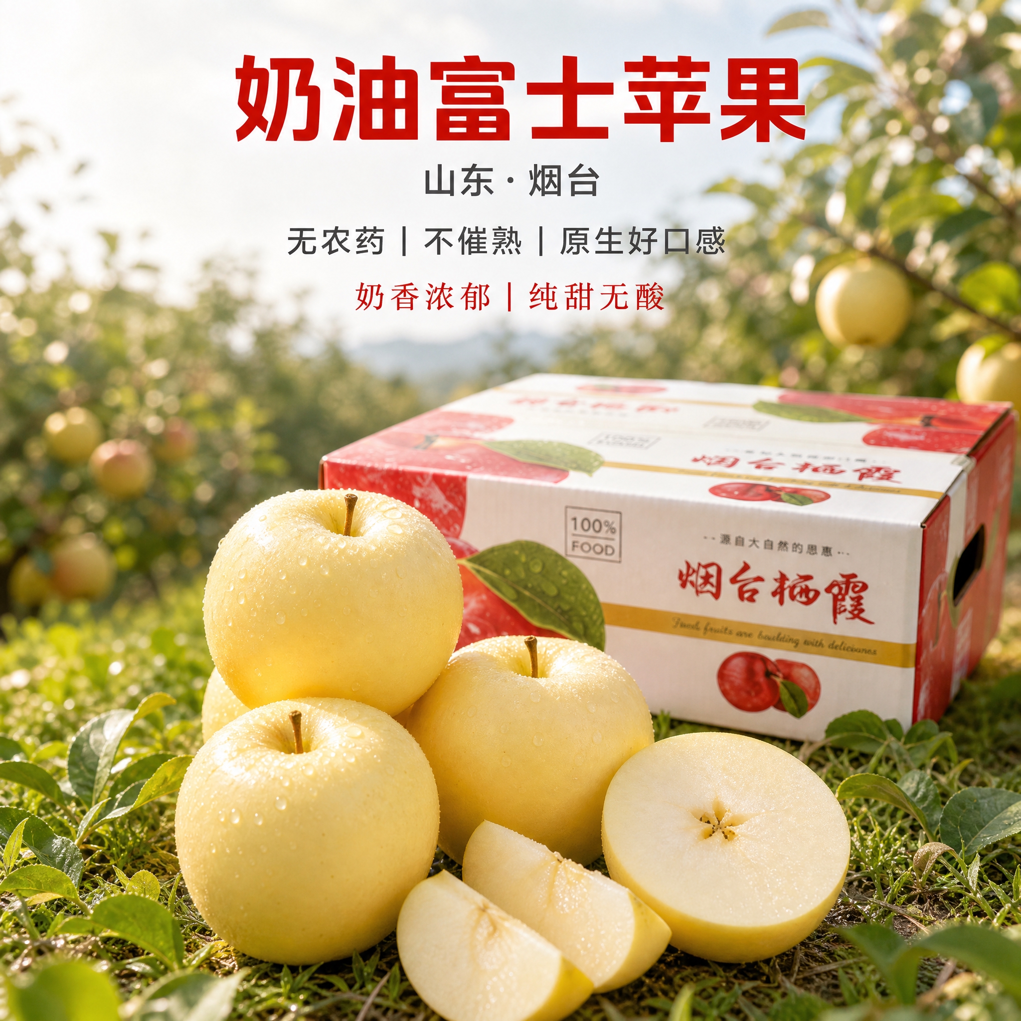 京东电商主图，800×800像素，1:1比例，背景为山东烟台苹… - 图片创意预览