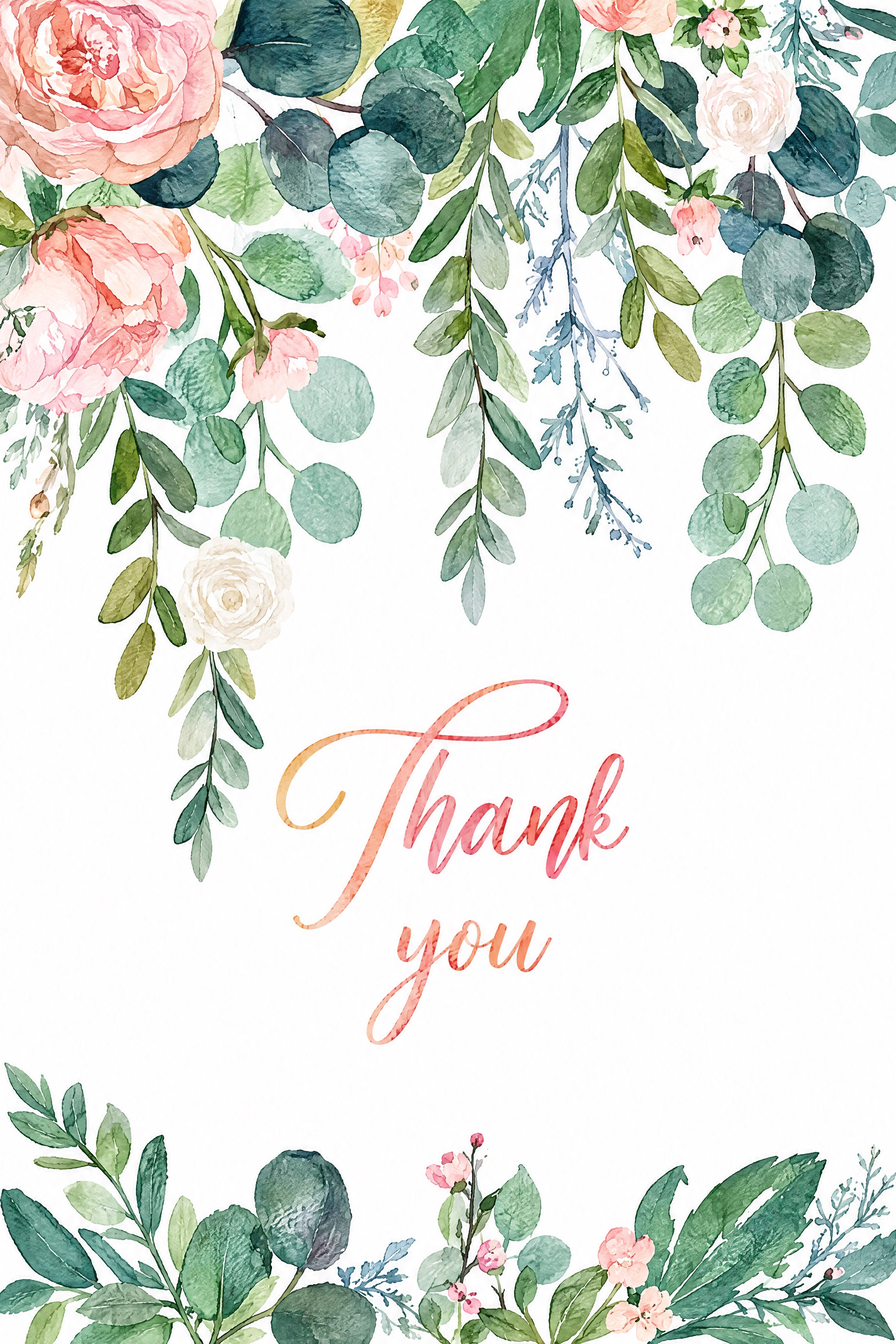 提取图中的门帘图案，保持原图水彩花卉和Thank you文字图… - 图片创意预览