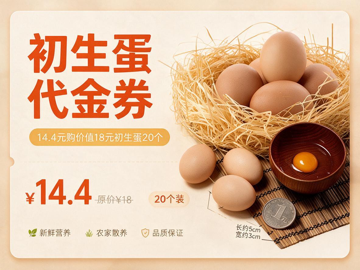 基于参考图修改的鸡蛋代金券海报，4:3横版比例。去除底部"立即… - 图片创意预览