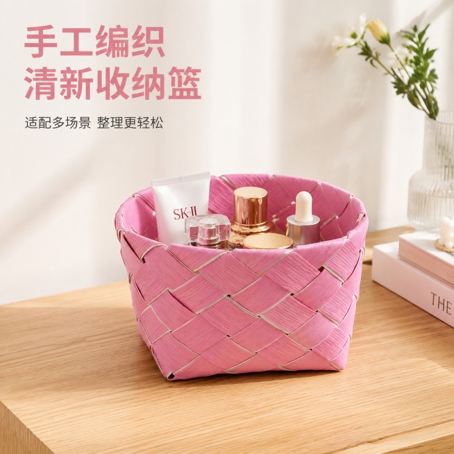 「图片1」，生成一套主图（5张），商品名称是，卖点是手工编织，收纳物品，好看，适配京东平台，主图比例为1:1预览效果