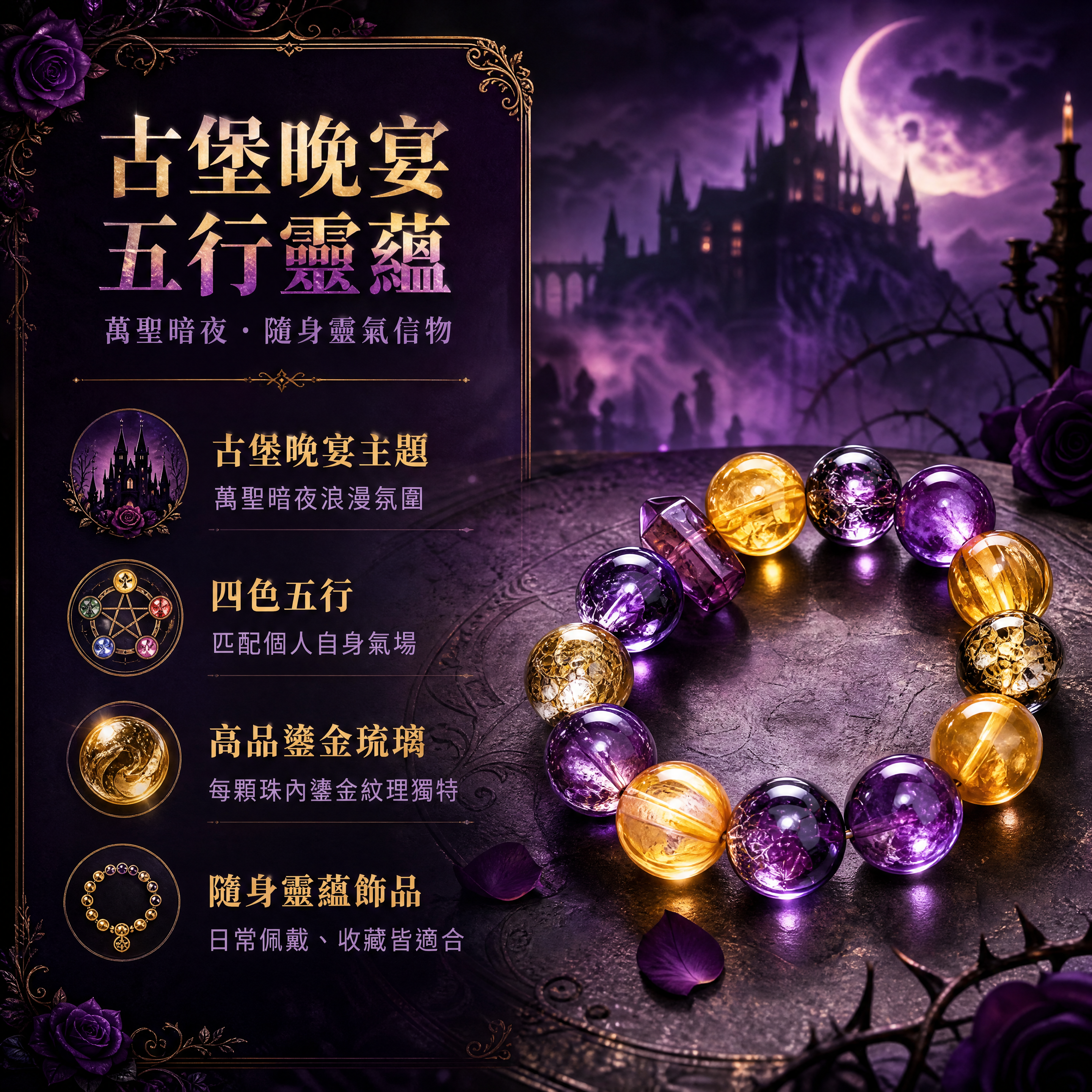 [商品] 使用【圖1】幽帷紫闕紫金幽紫琉璃手串；保留圓珠造型、… - 图片创意预览