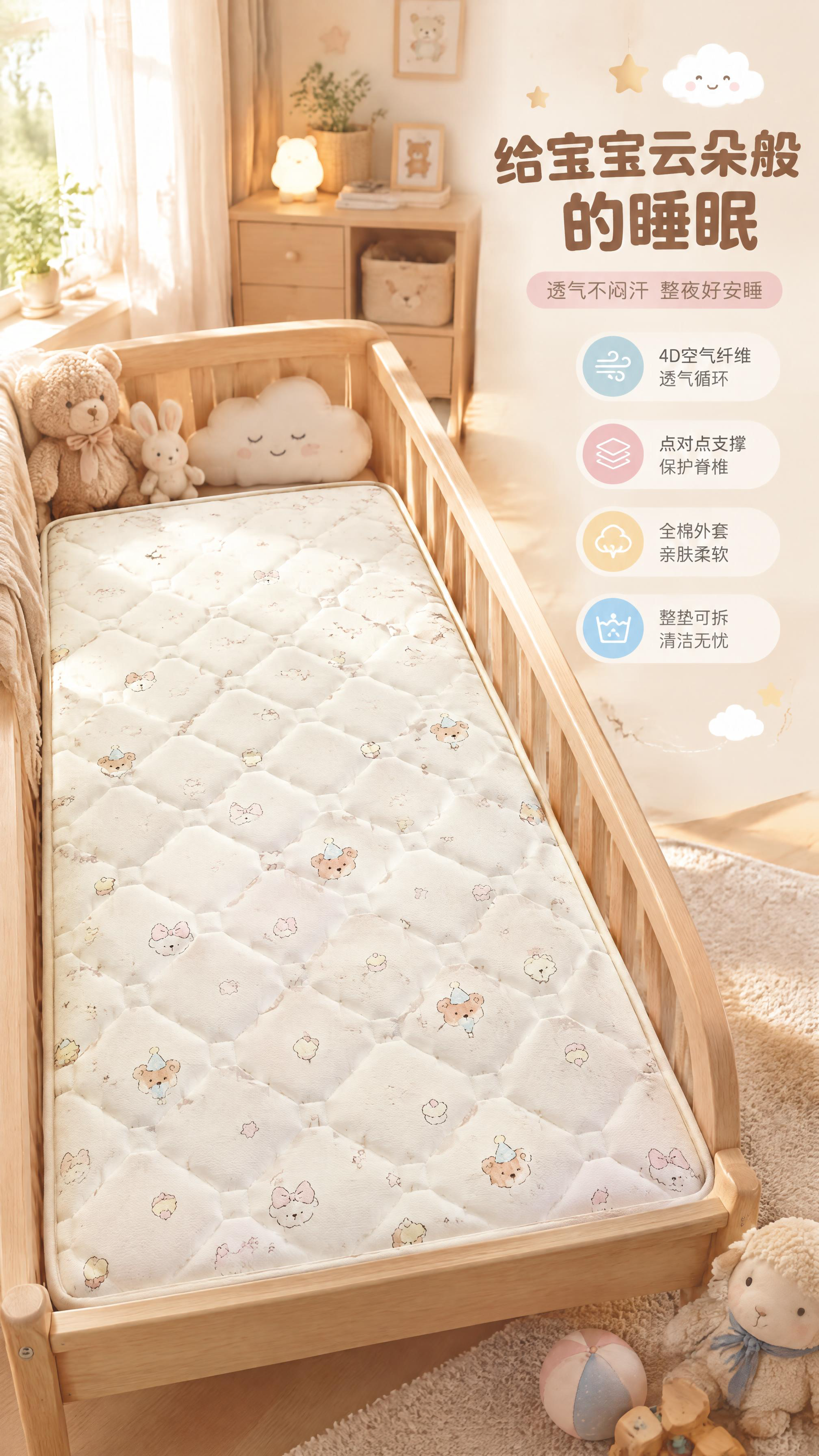 [商品] 使用【图1】4D空气纤维婴童床垫、【图2】床垫面料卡… - 图片创意预览
